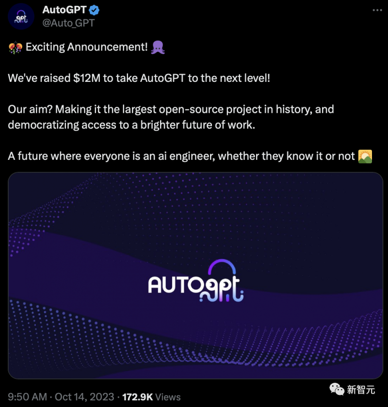 爆火AutoGPT获1200万美元融资,GitHub已有151k星
